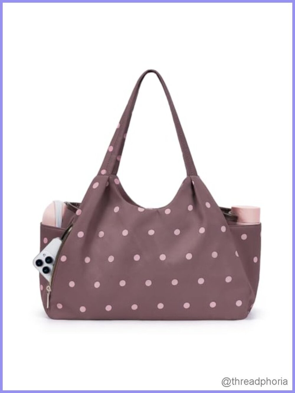 Polka Dot Y2K Preppy Tote Bag Large Shoulder Bag 9 Pockets College Work Travel
